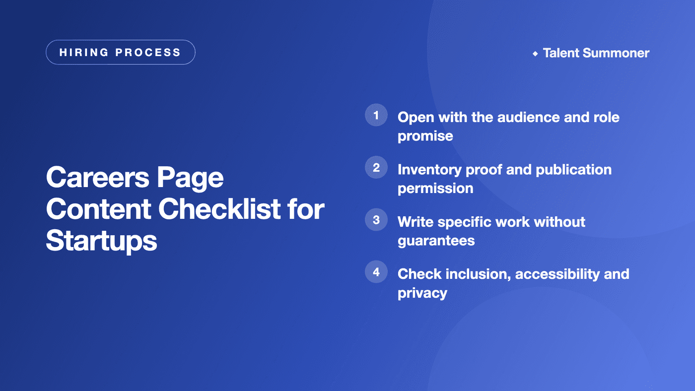 Careers Page Content Checklist for Startups Careers Page Content Checklist for Startups
