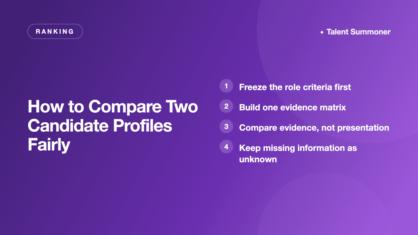 How to Compare Two Candidate Profiles Fairly How to Compare Two Candidate Profiles Fairly