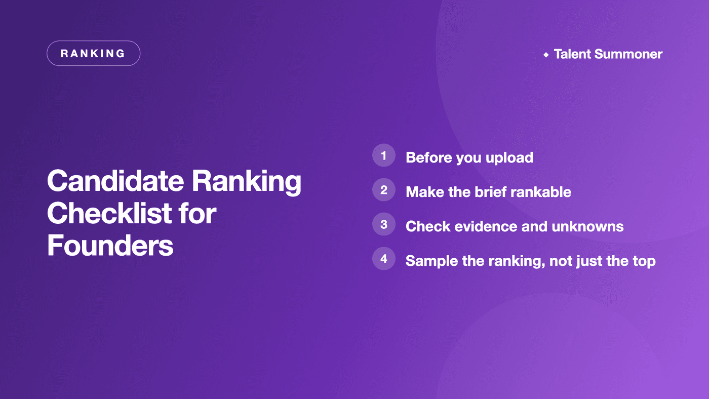 Candidate Ranking Checklist for Founders Candidate Ranking Checklist for Founders