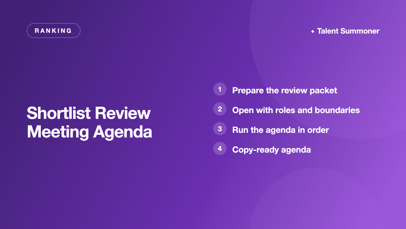Shortlist Review Meeting Agenda Shortlist Review Meeting Agenda
