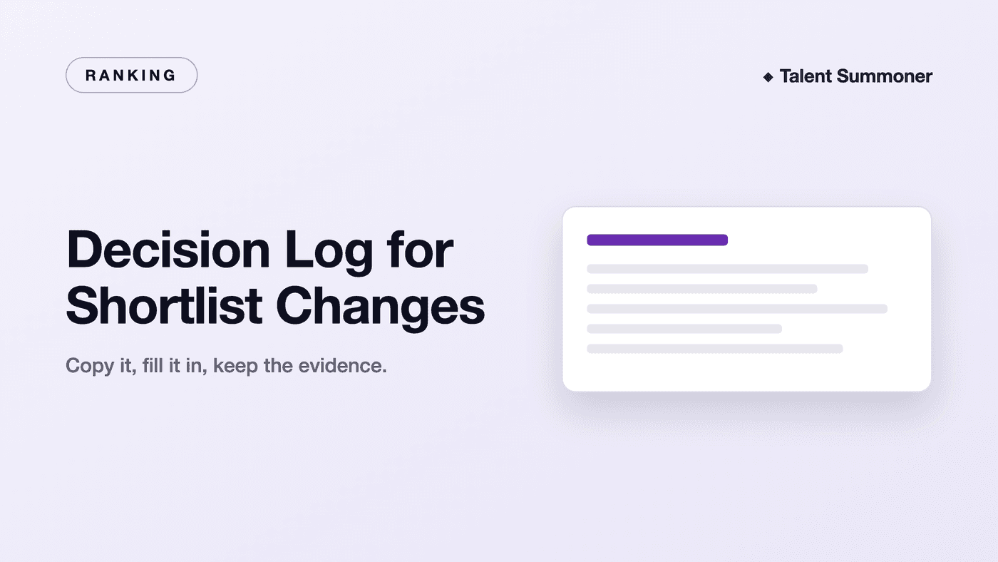 Decision Log for Shortlist Changes Decision Log for Shortlist Changes