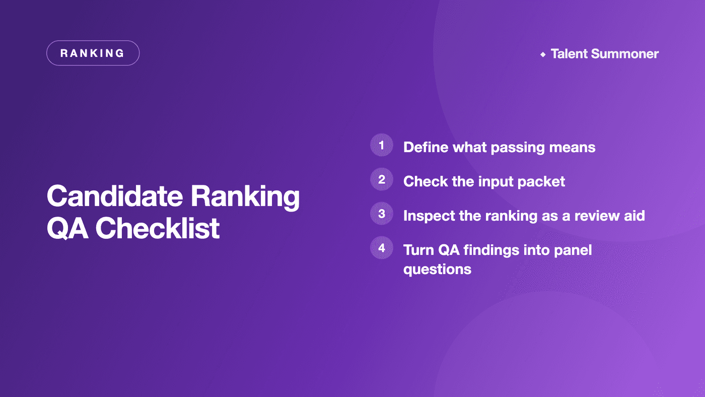 Candidate Ranking QA Checklist Candidate Ranking QA Checklist
