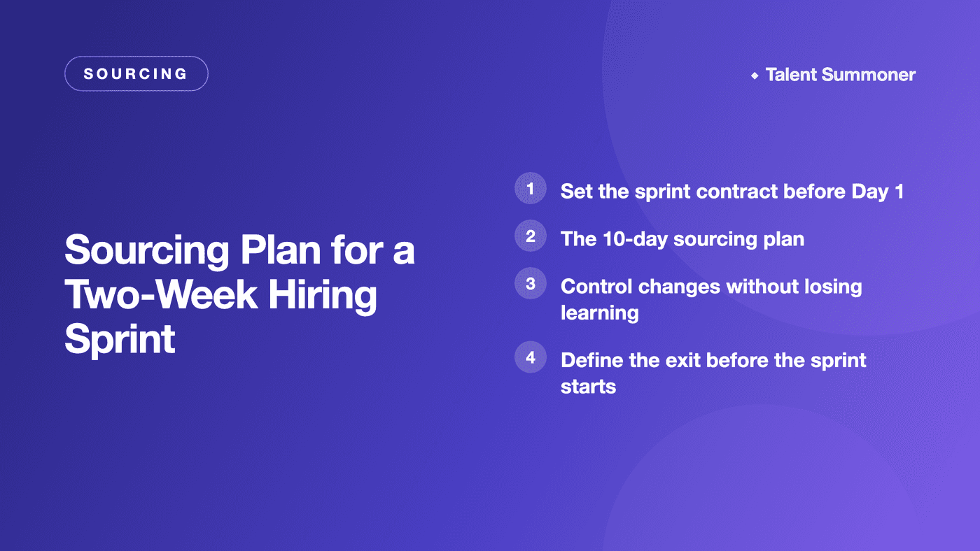 Sourcing Plan for a Two-Week Hiring Sprint Sourcing Plan for a Two-Week Hiring Sprint