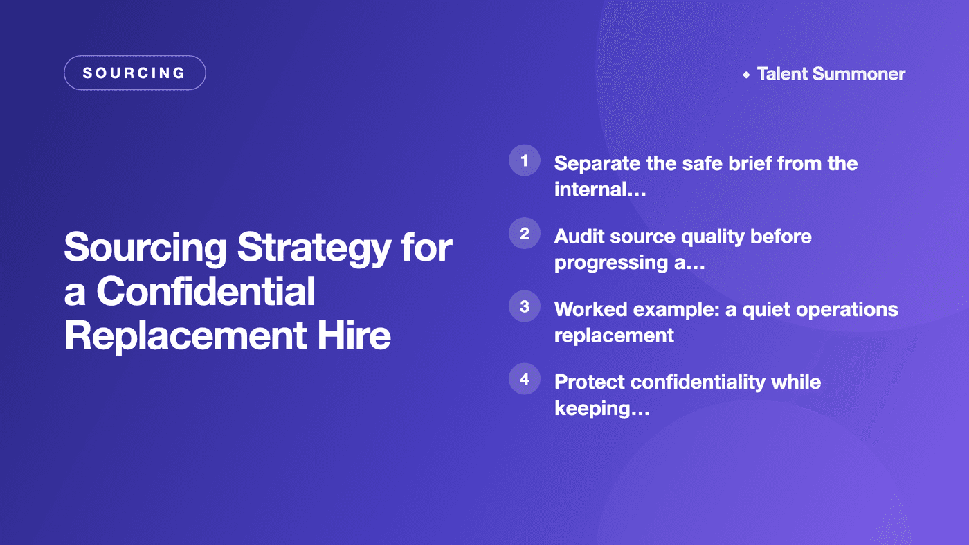 Sourcing Strategy for a Confidential Replacement Hire Sourcing Strategy for a Confidential Replacement Hire